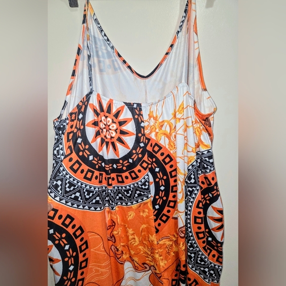 Orange and Black Plus Size Patterned Jumpsuit - 3X/18 - Picture 5 of 7